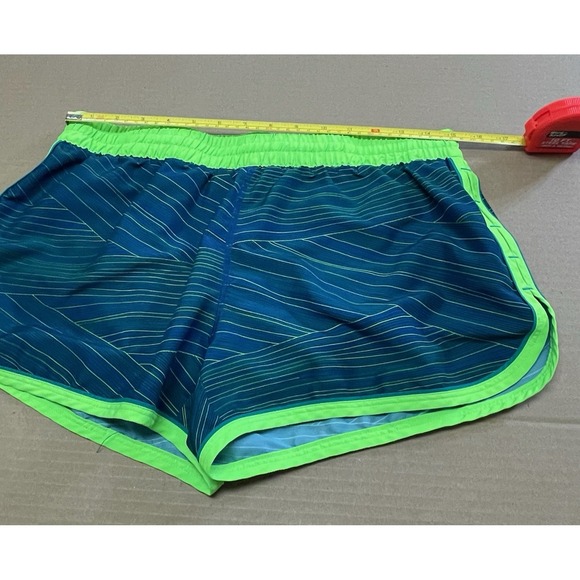 Under Armour Women's Medium Blue & Green Lined Heat Gear Running Shorts - Picture 6 of 10